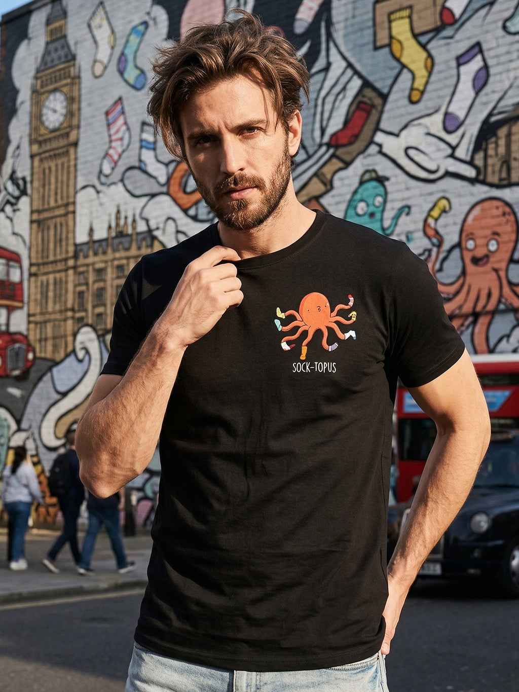 Greylongg Round Neck Octopus Design printed T-shirts