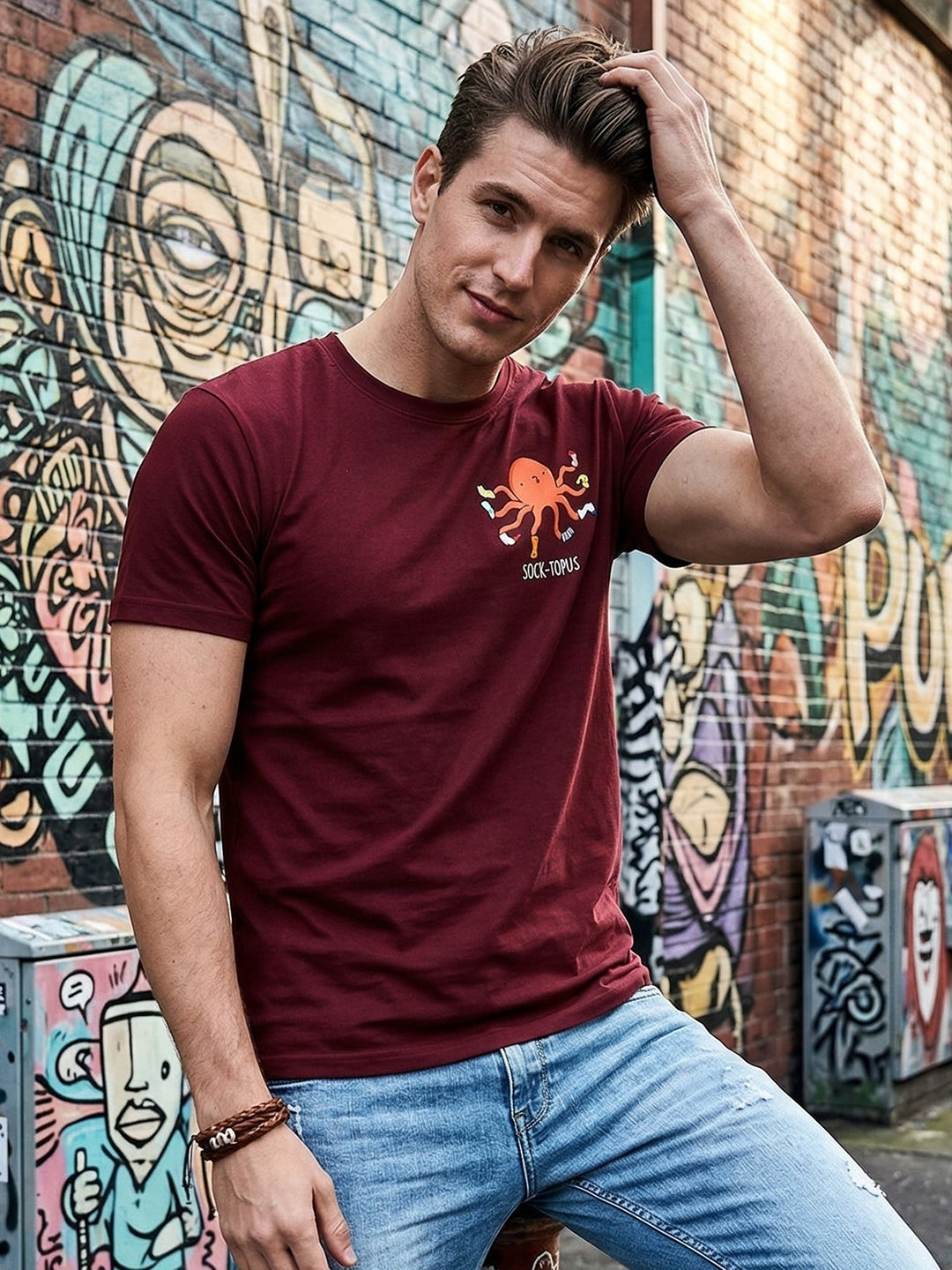 Greylongg Round Neck Octopus Design printed T-shirts