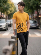 Greylongg Round Neck Live More Worry Less Design T-shirts