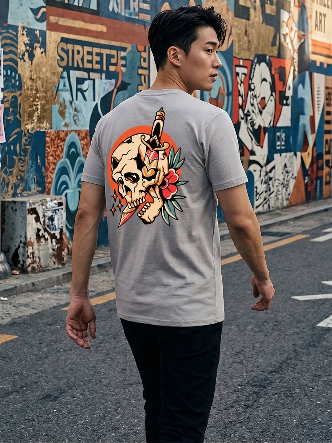 Greylongg Round Neck Strertwear Design printed T-shirts