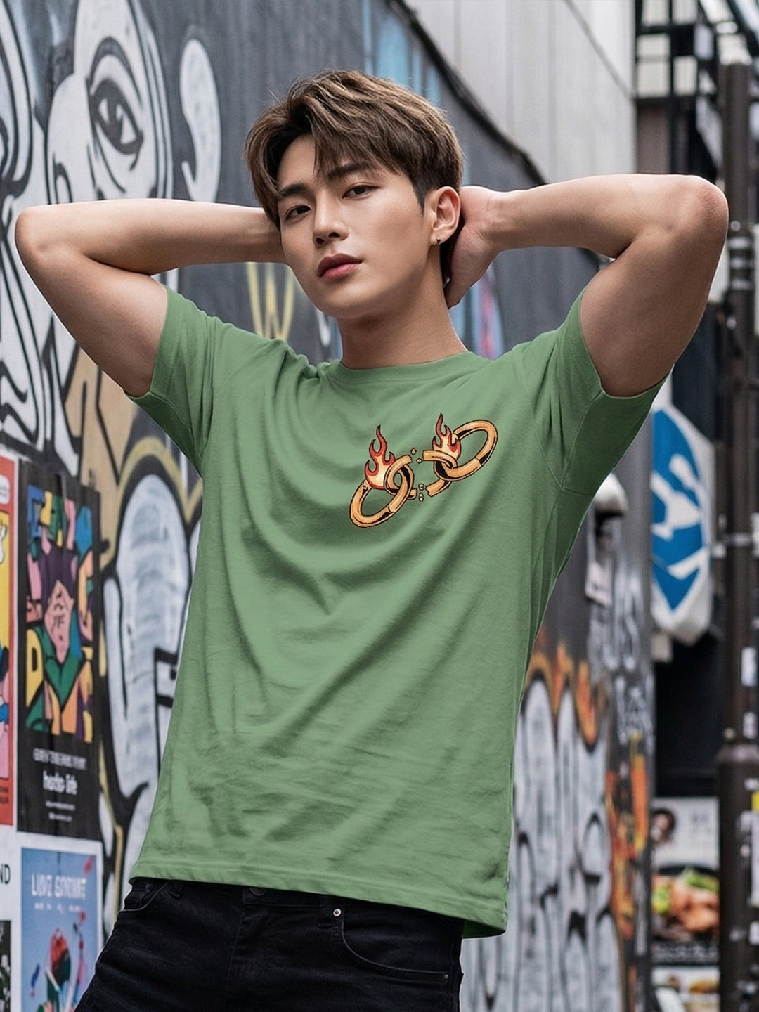 Greylongg Round Neck Strertwear Design printed T-shirts