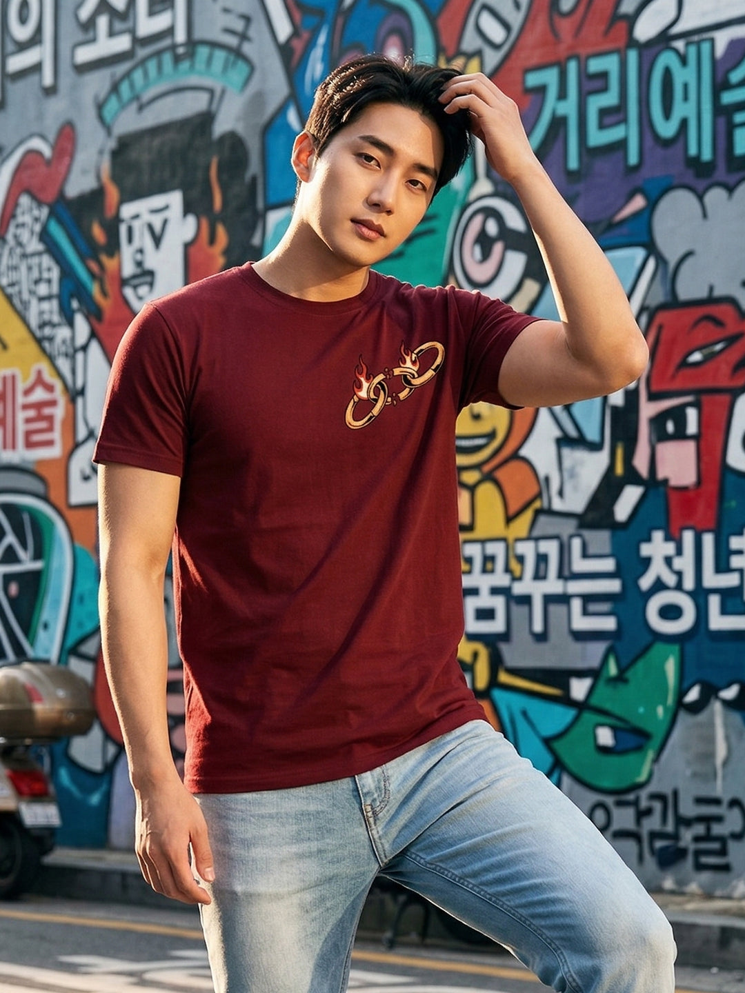 Greylongg Round Neck Strertwear Design printed T-shirts