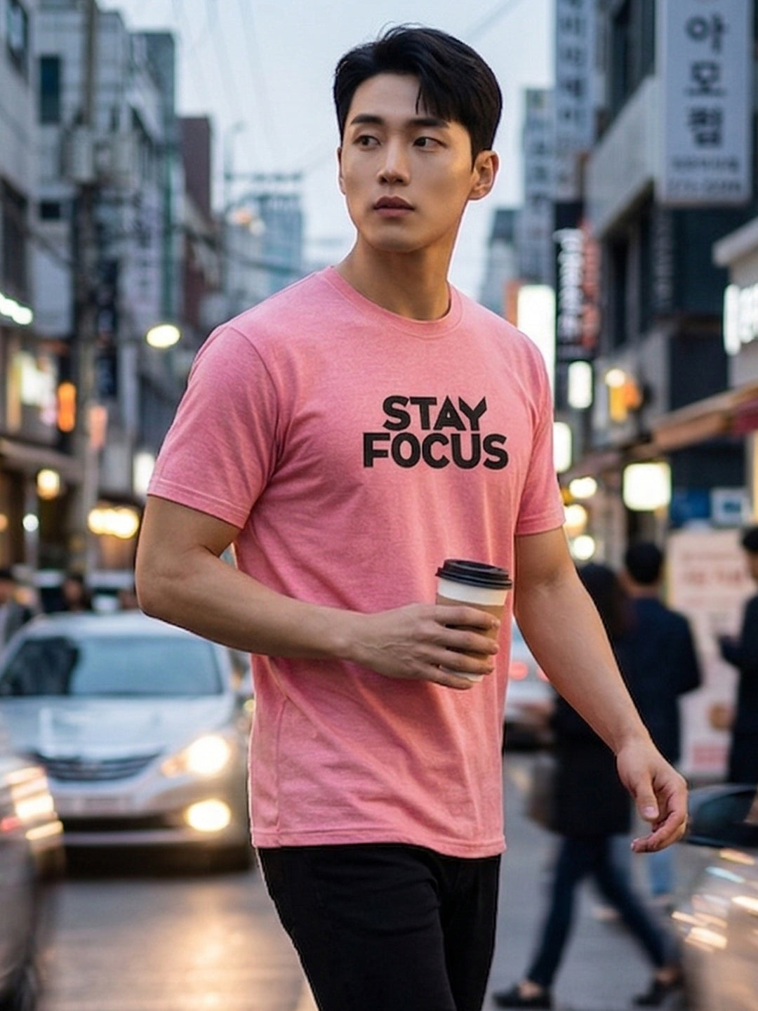 Greylongg Round Neck Stay Focus Design printed T-Shirts.