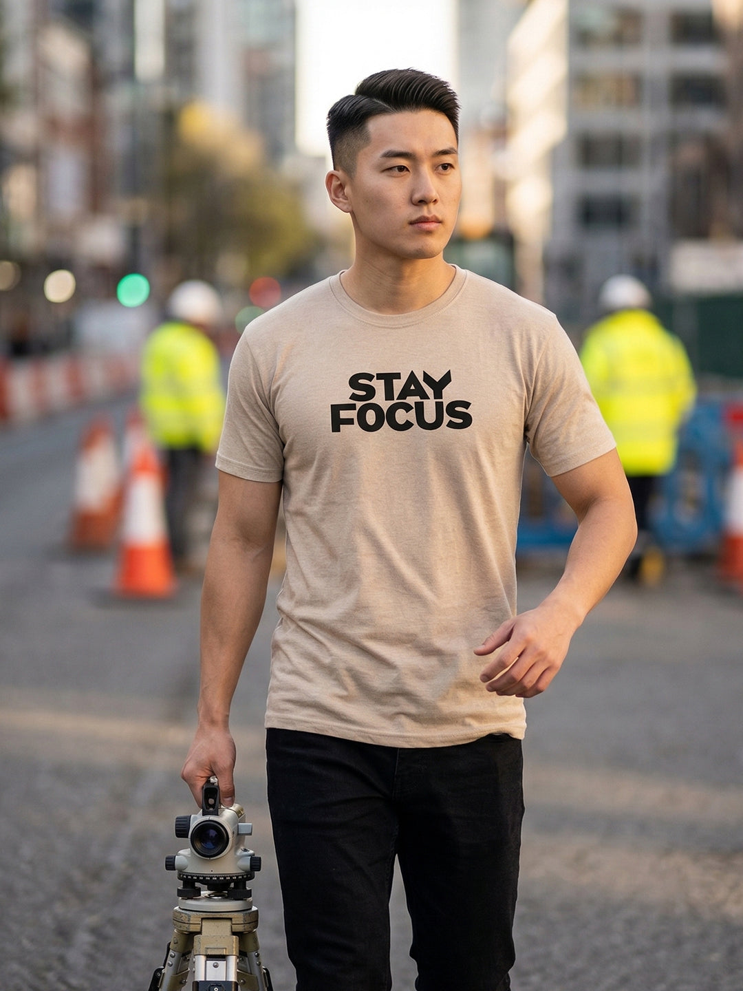 Greylongg Round Neck Stay Focus Design printed T-Shirts.