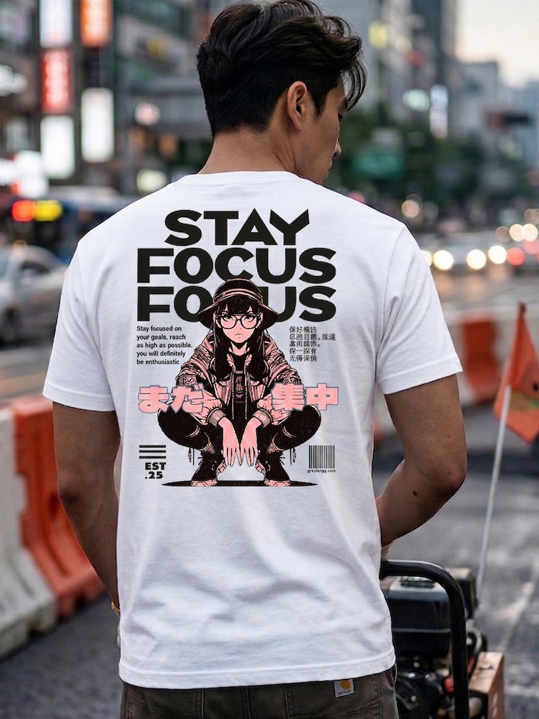 Greylongg Round Neck Stay Focus Design printed T-Shirts.