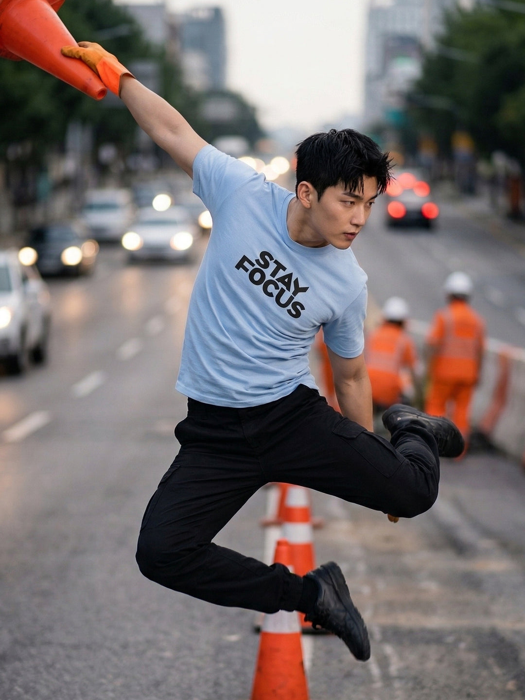 Greylongg Round Neck Stay Focus Design printed T-Shirts.