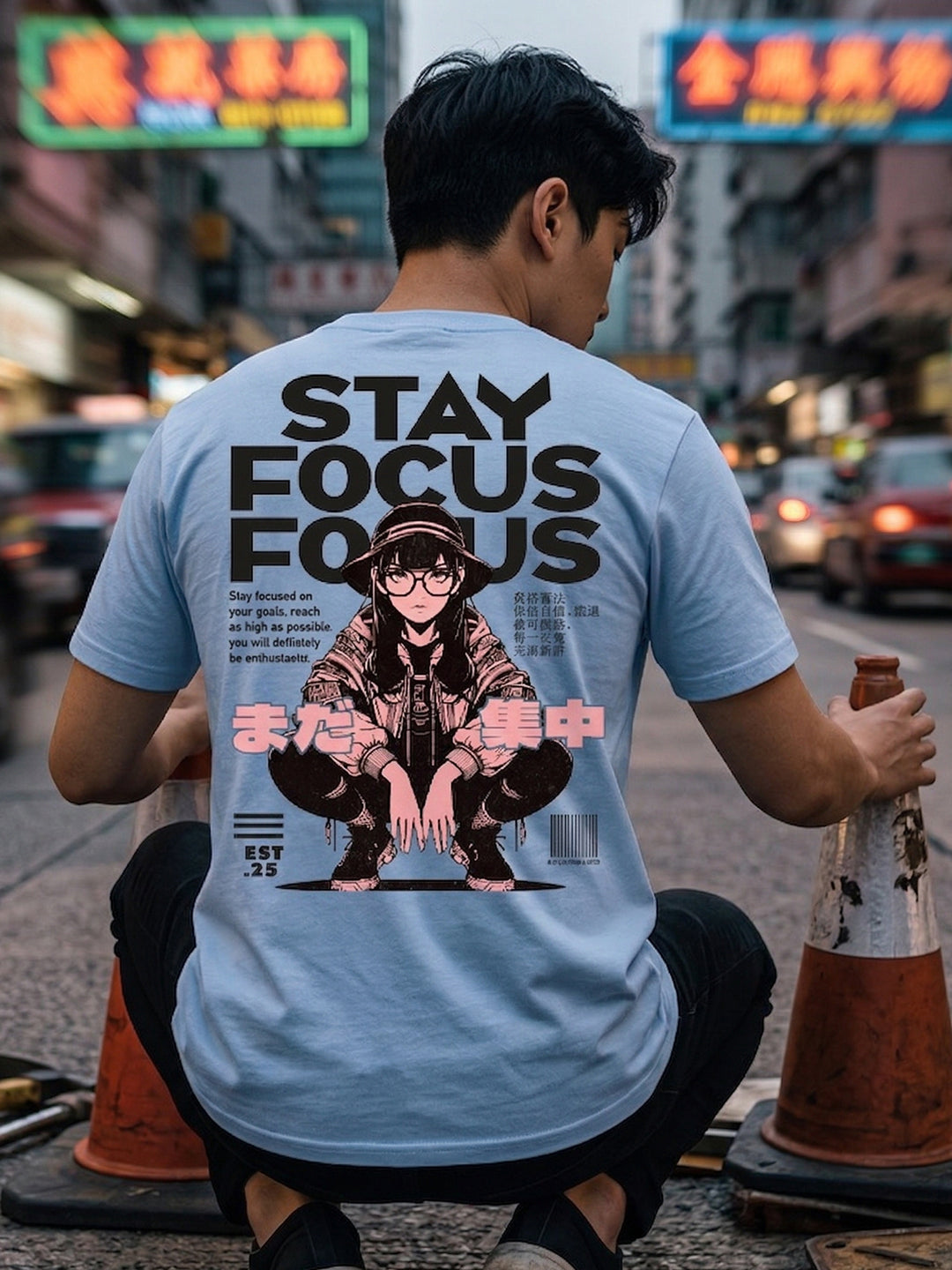 Greylongg Round Neck Stay Focus Design printed T-Shirts.