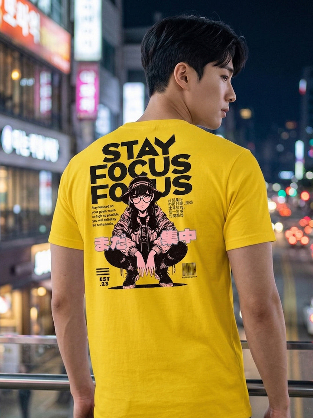 Greylongg Round Neck Stay Focus Design printed T-Shirts.