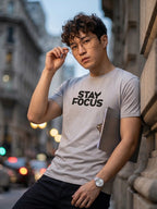 Greylongg Round Neck Stay Focus Design printed T-Shirts.