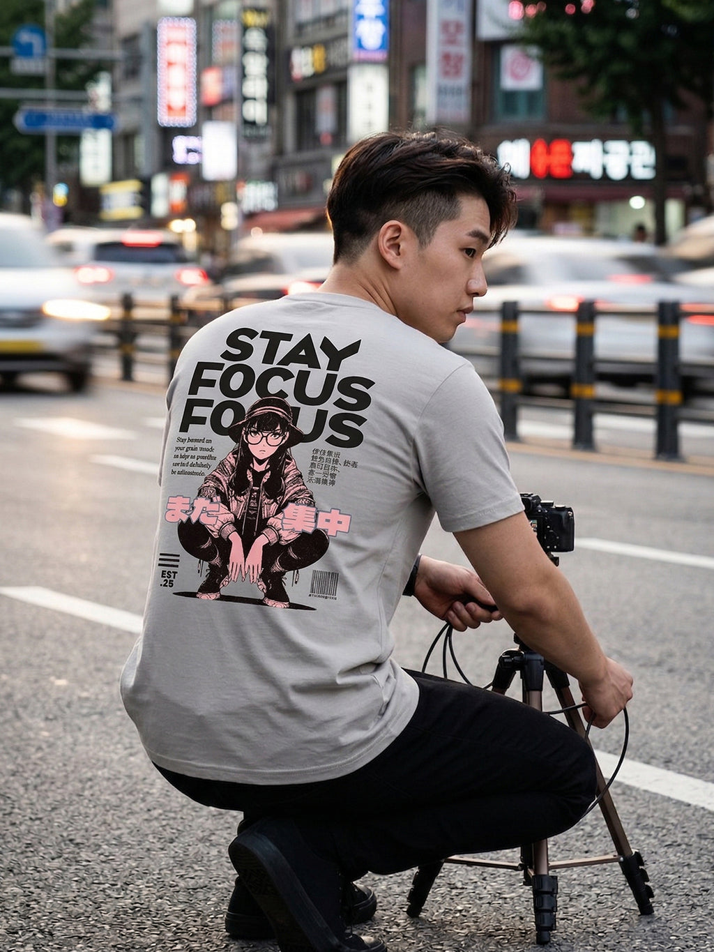 Greylongg Round Neck Stay Focus Design printed T-Shirts.