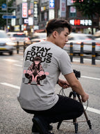 Greylongg Round Neck Stay Focus Design printed T-Shirts.