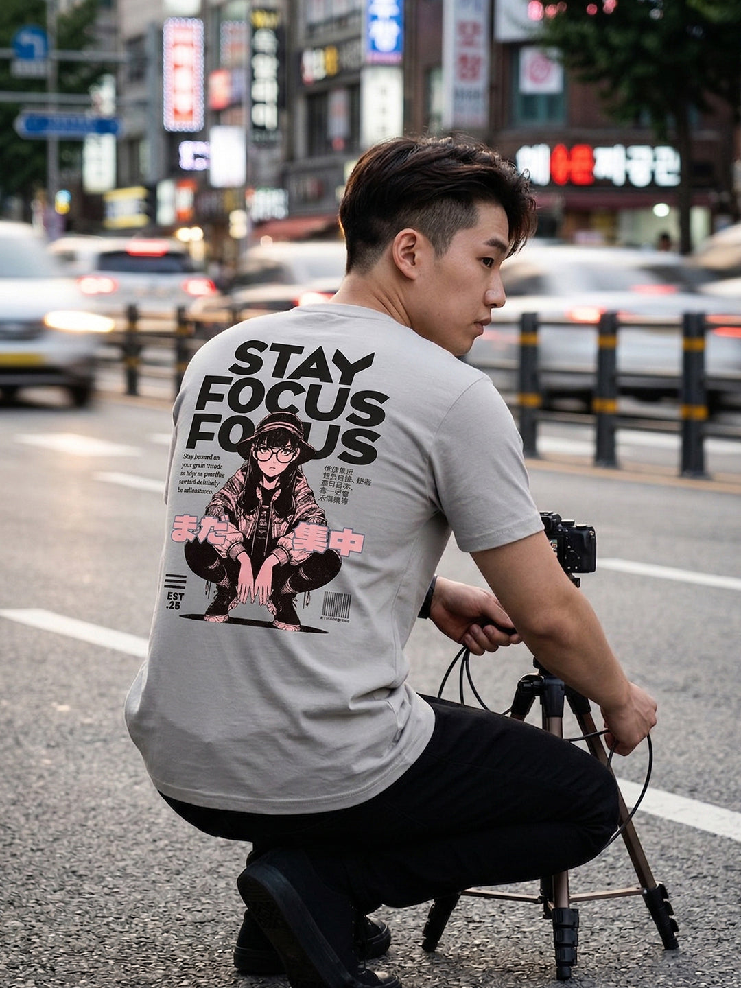 Greylongg Round Neck Stay Focus Design printed T-Shirts.