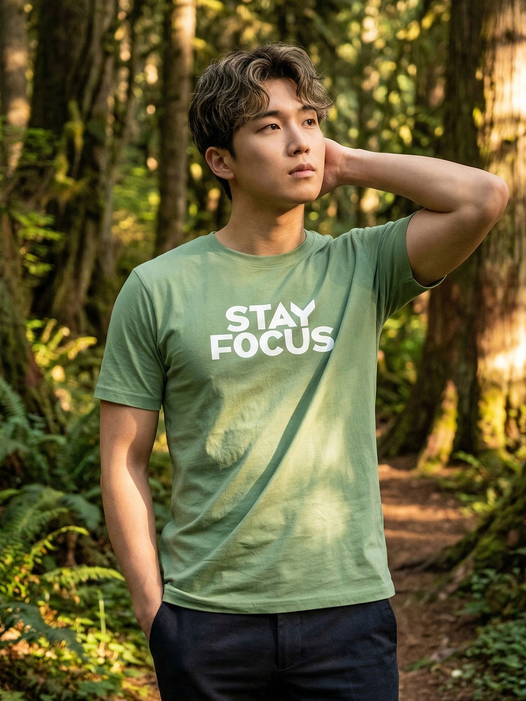 Greylongg Round Neck Stay Focus Design printed T-Shirts.