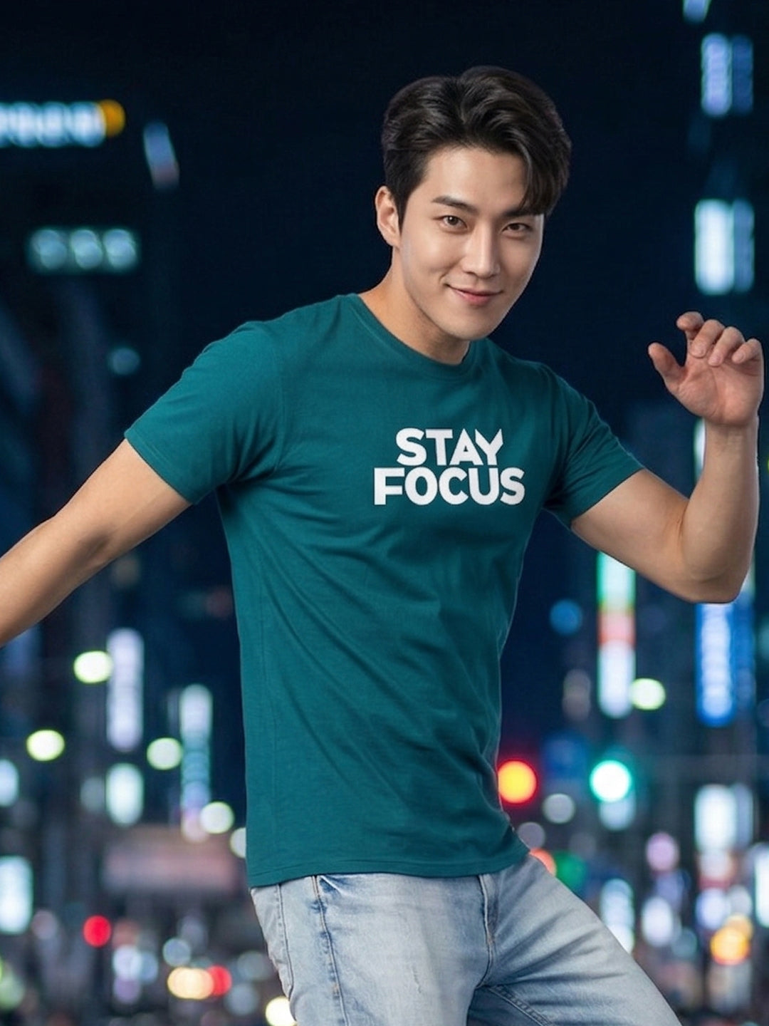 Greylongg Round Neck Stay Focus Design printed T-Shirts.