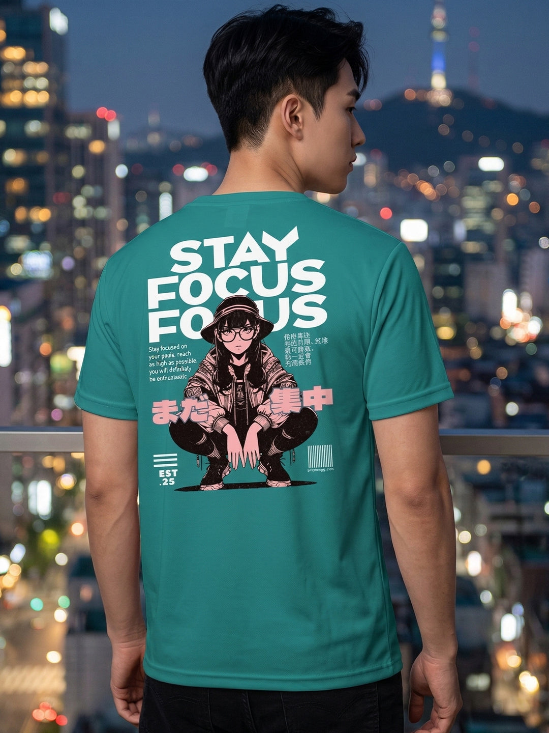 Greylongg Round Neck Stay Focus Design printed T-Shirts.