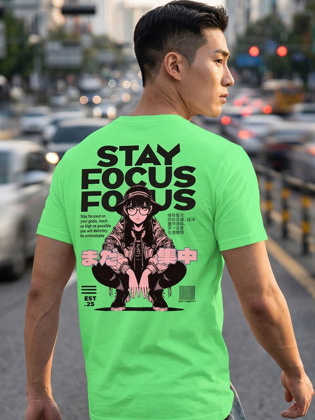 Greylongg Round Neck Stay Focus Design printed T-Shirts.