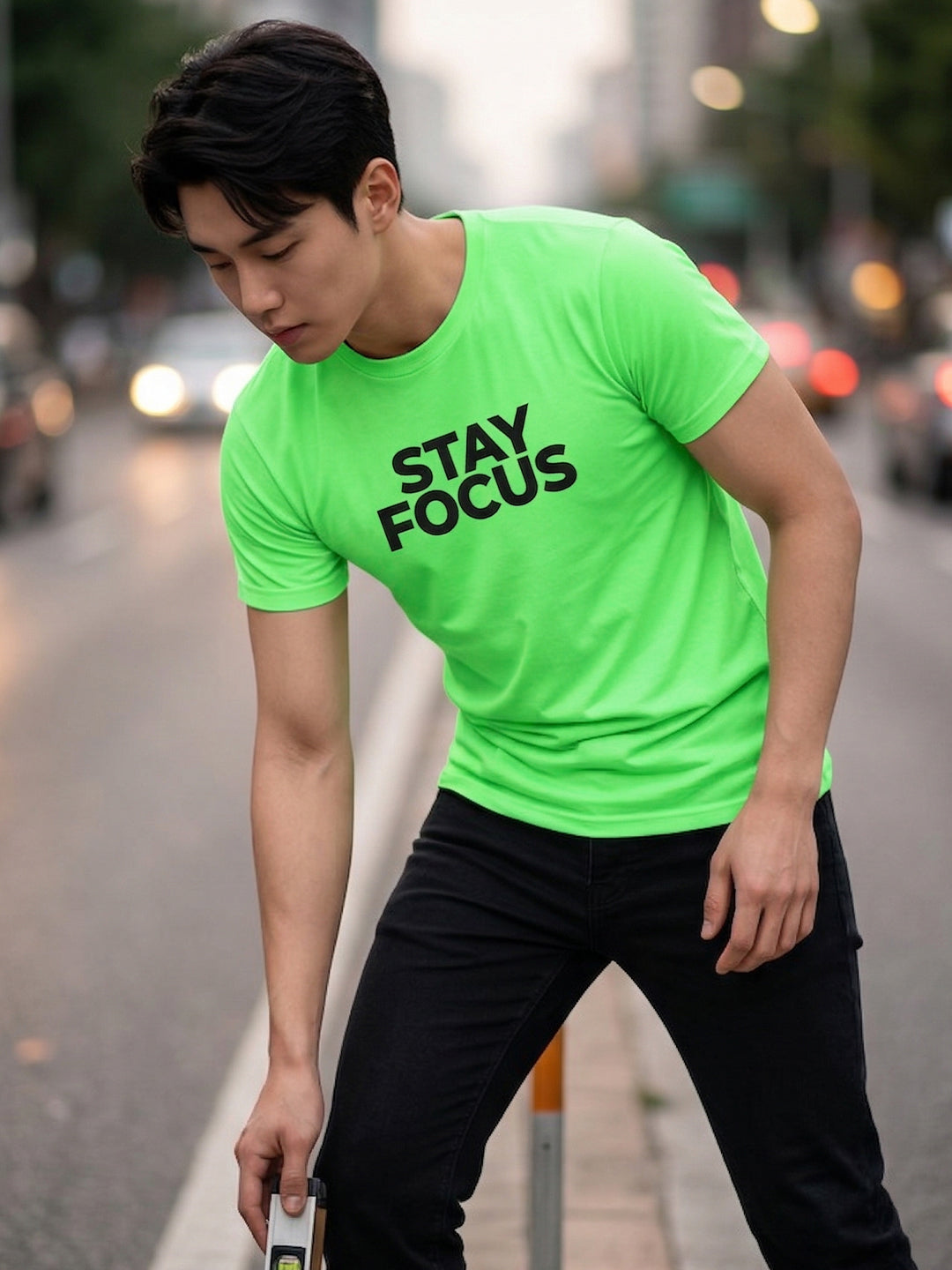 Greylongg Round Neck Stay Focus Design printed T-Shirts.