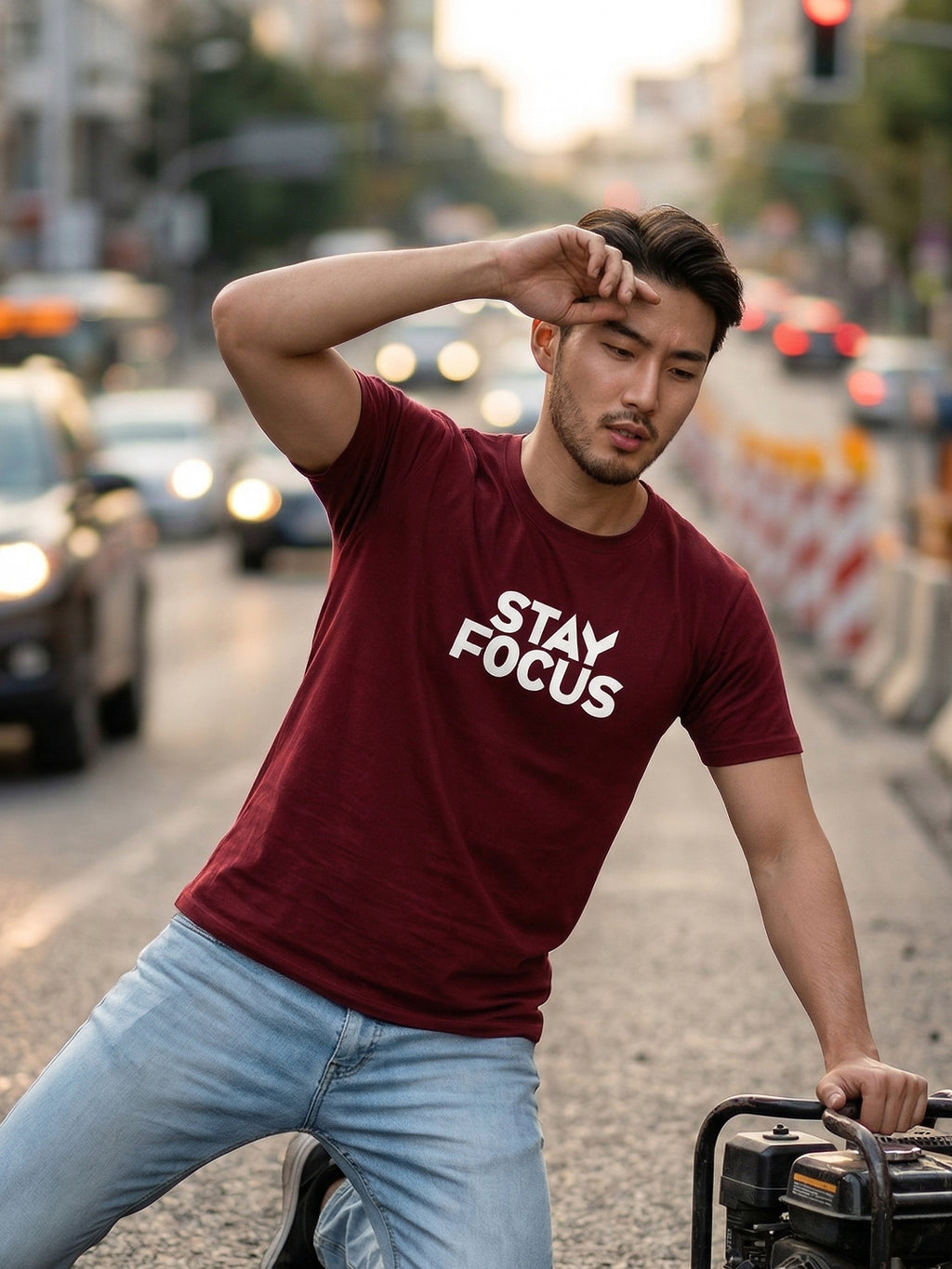 Greylongg Round Neck Stay Focus Design printed T-Shirts.