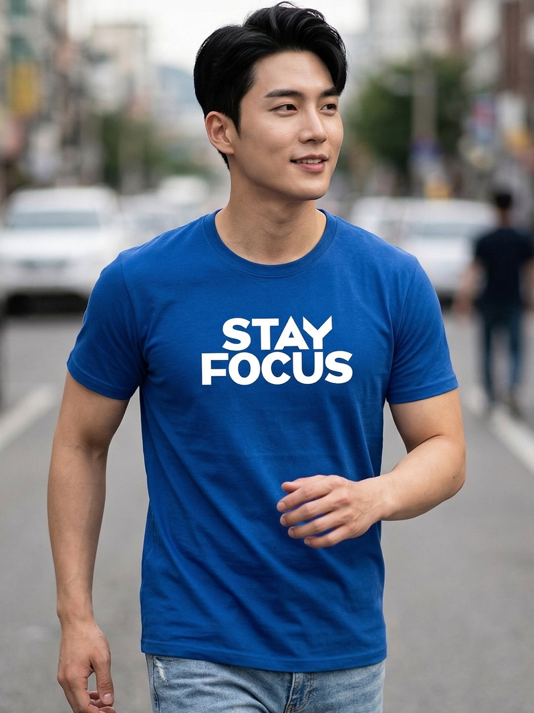 Greylongg Round Neck Stay Focus Design printed T-Shirts.