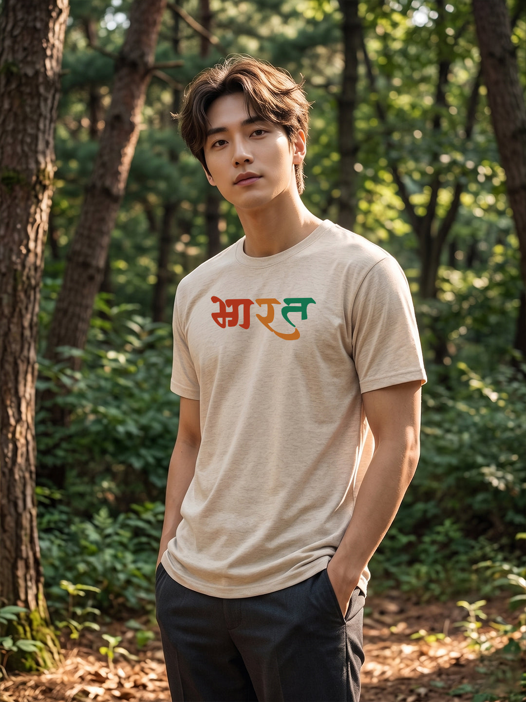 Greylongg Round Neck Stay Focus Design printed T-Shirts.