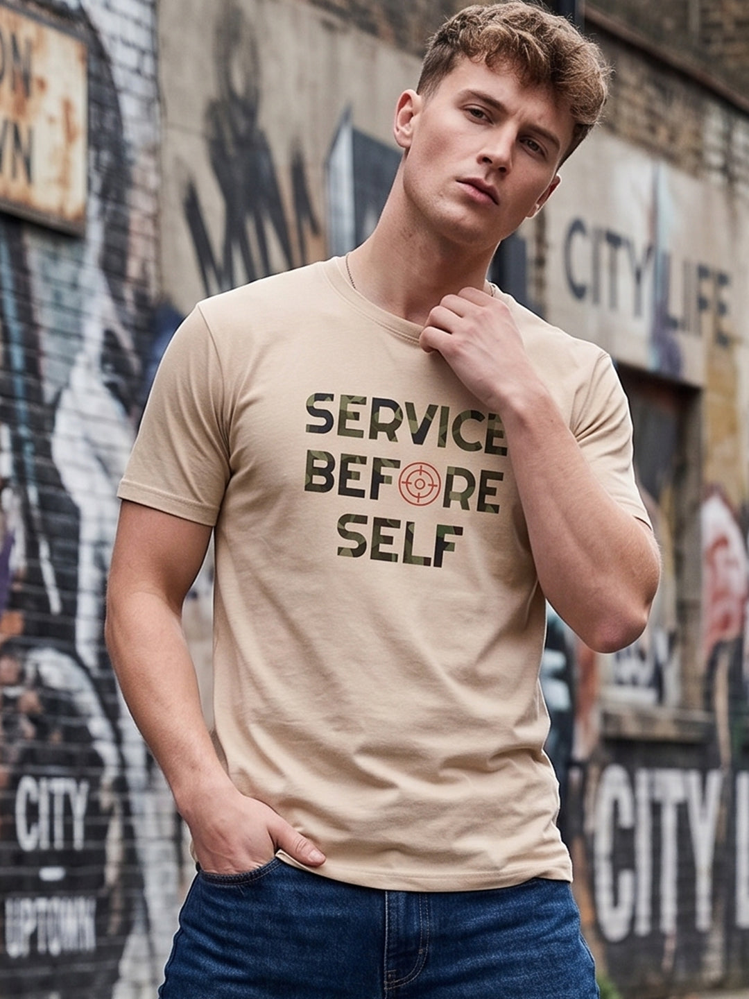 Greylongg Round Neck Army Design printed T-Shirts.