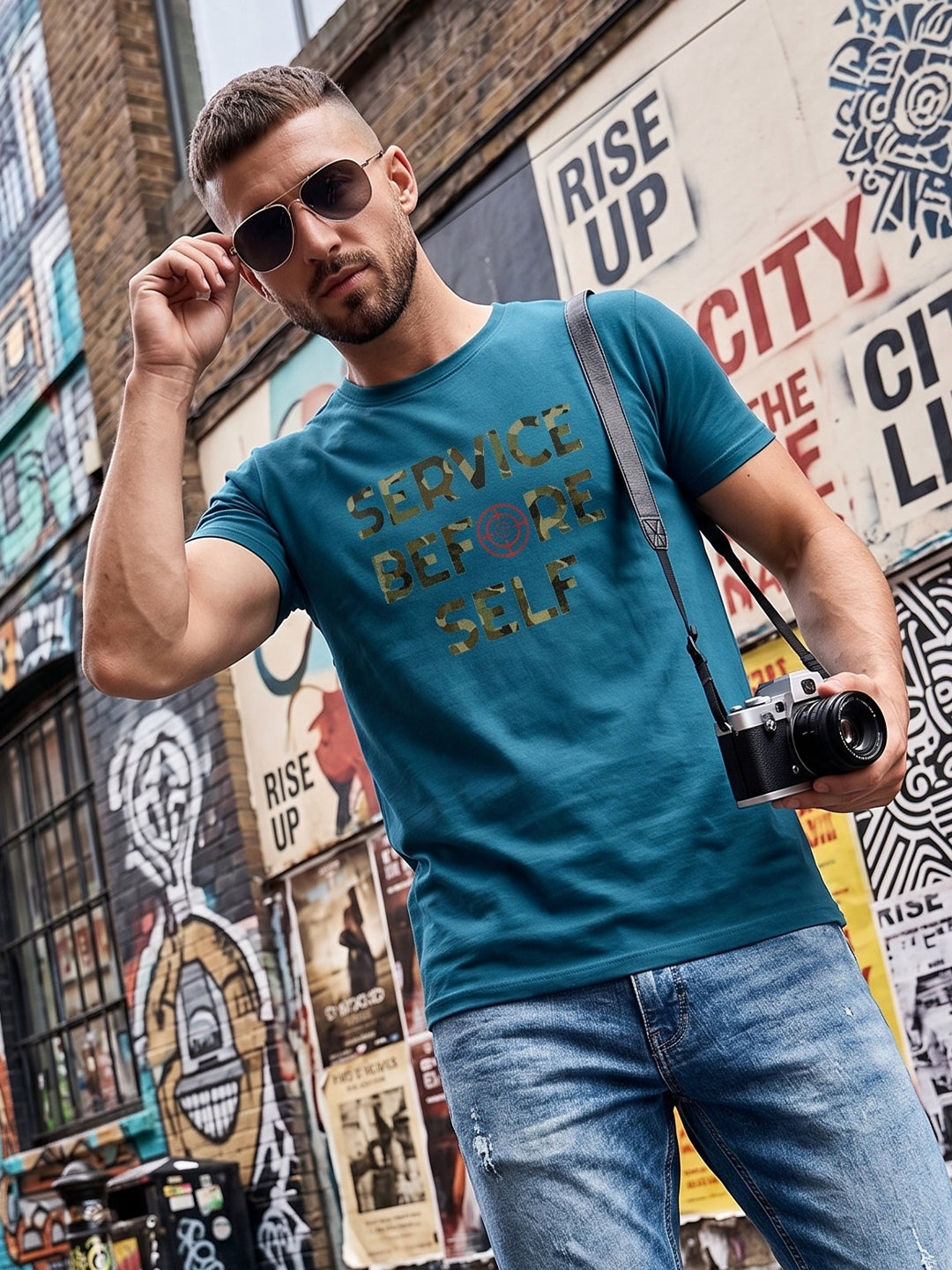 Greylongg Round Neck Army Design printed T-Shirts.