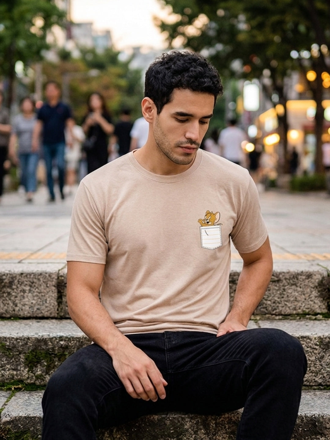 Greylongg Round Neck Tom & Jerry Design printed T-Shirts.