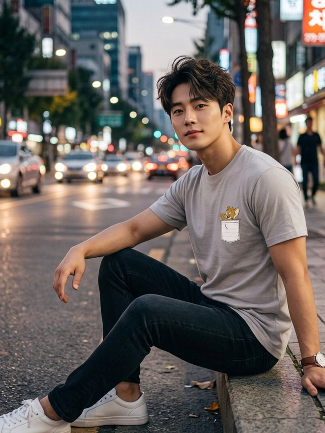 Greylongg Round Neck Tom & Jerry Design printed T-Shirts.