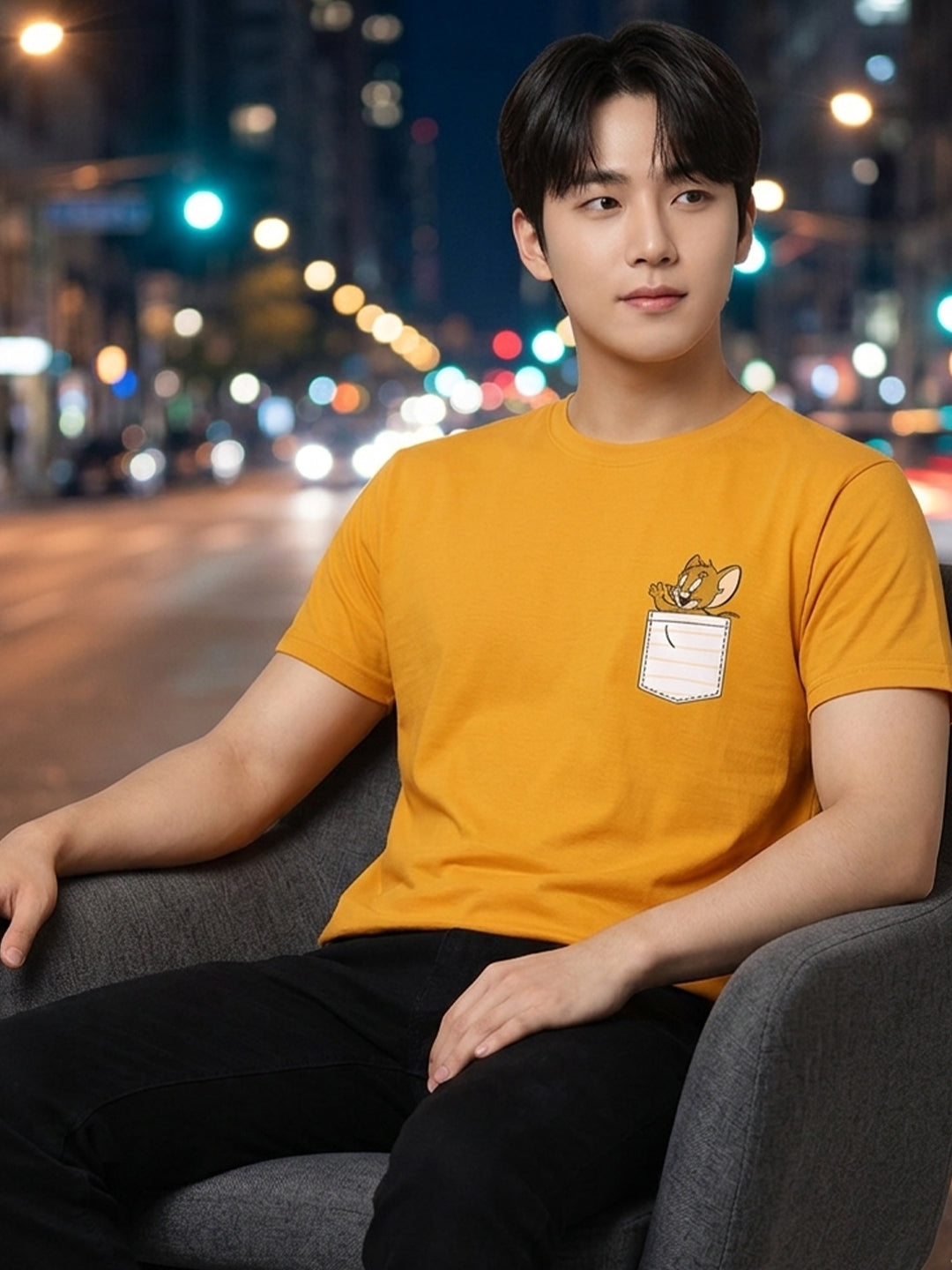 Greylongg Round Neck Tom & Jerry Design printed T-Shirts.