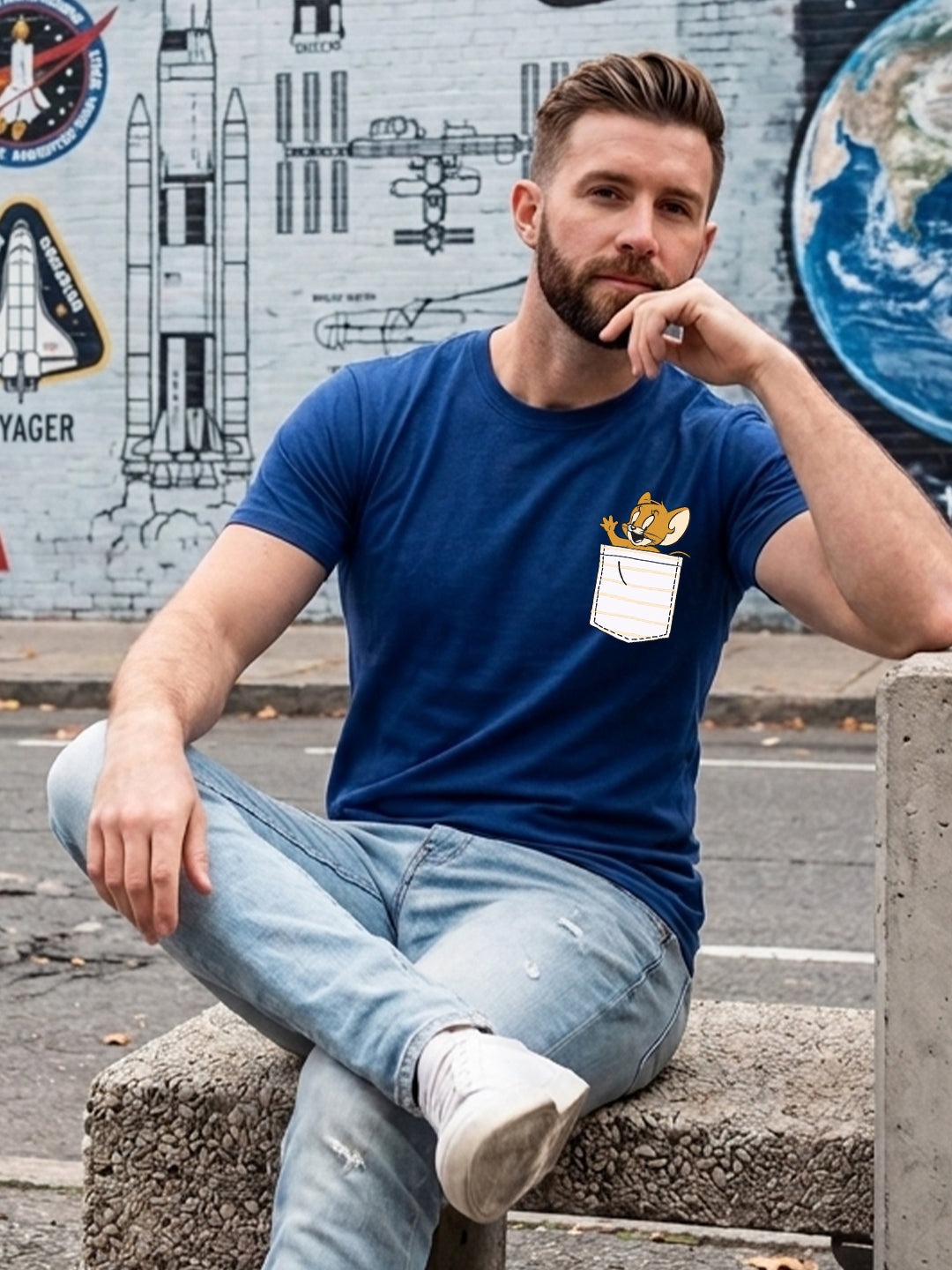 Greylongg Round Neck Tom & Jerry Design printed T-Shirts.