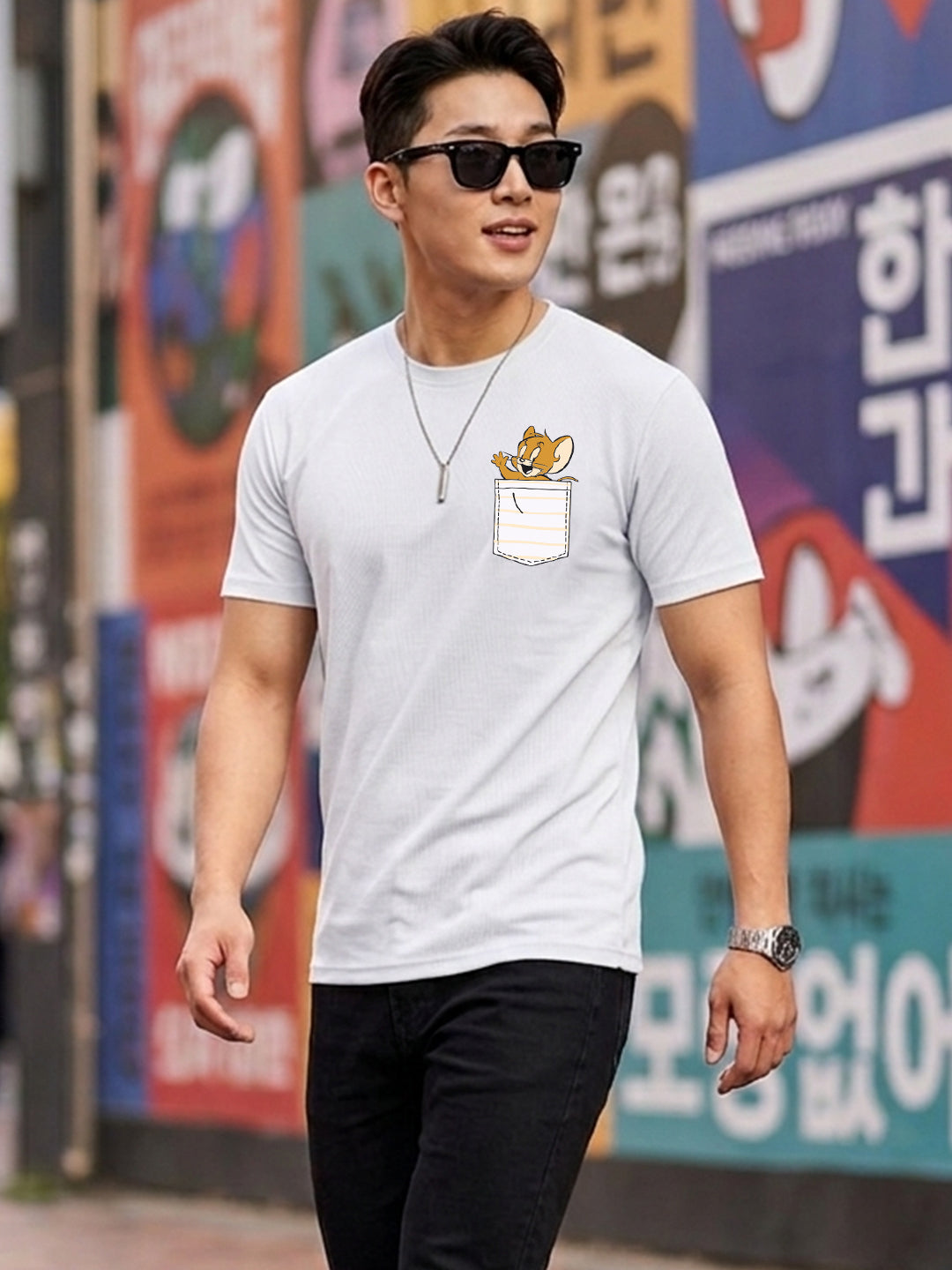 Greylongg Round Neck Tom & Jerry Design printed T-Shirts.