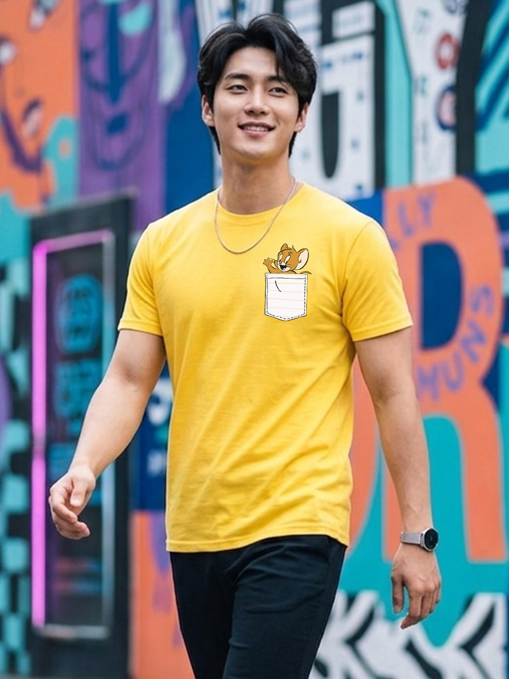 Greylongg Round Neck Tom & Jerry Design printed T-Shirts.