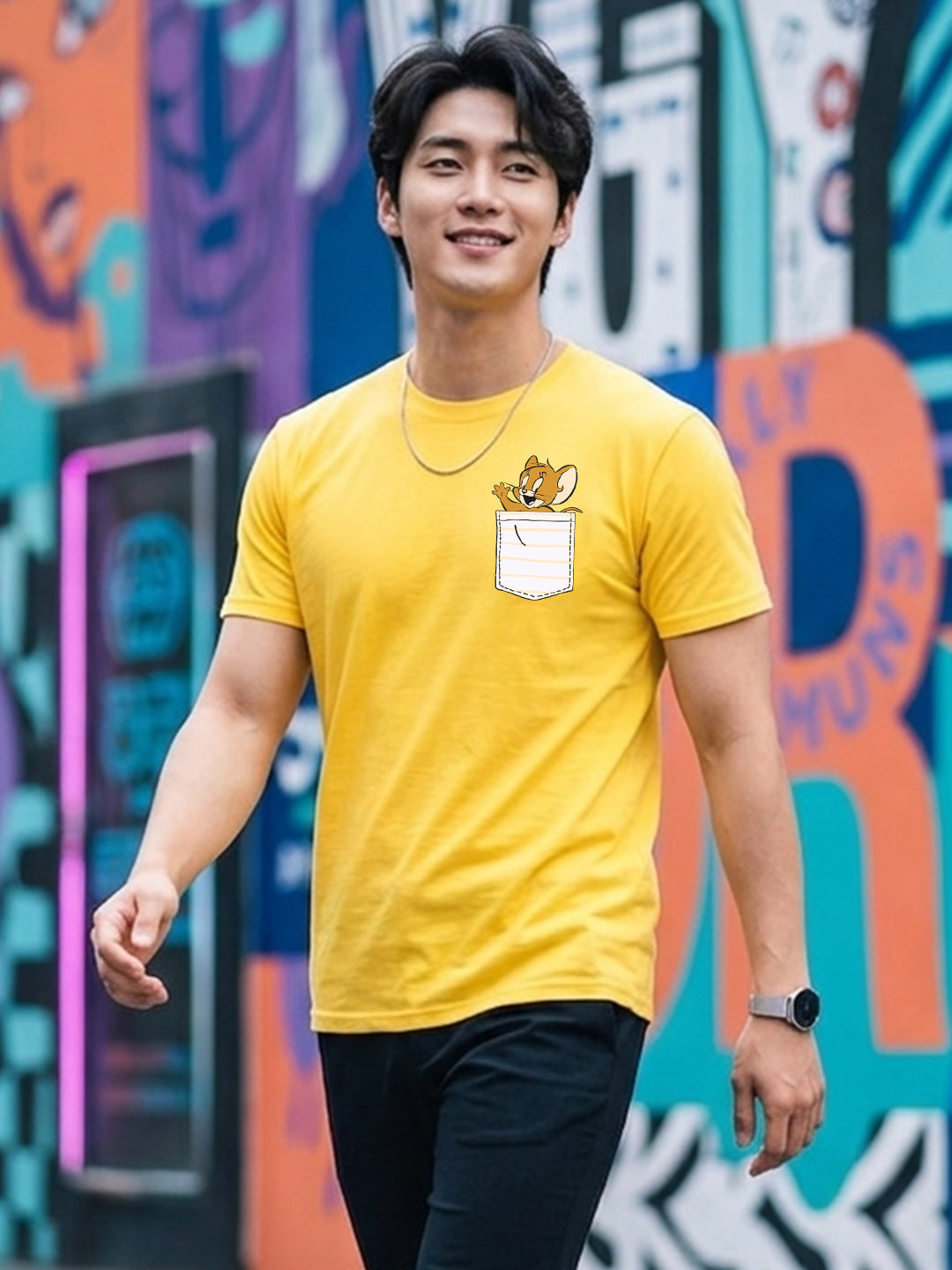 Greylongg Round Neck Tom & Jerry Design printed T-Shirts.