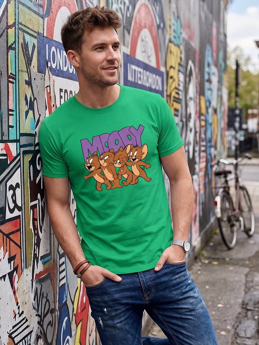 Greylongg Round Neck Tom & Jerry Design printed T-Shirts.