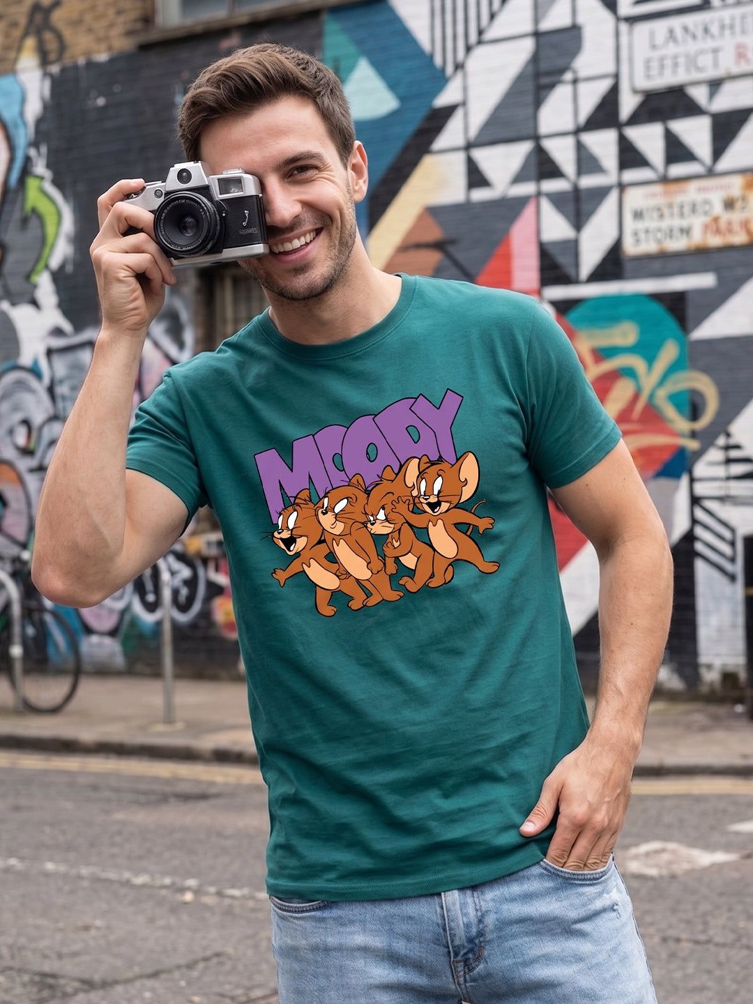 Greylongg Round Neck Tom & Jerry Design printed T-Shirts.