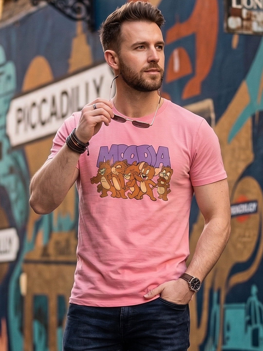 Greylongg Round Neck Tom & Jerry Design printed T-Shirts.