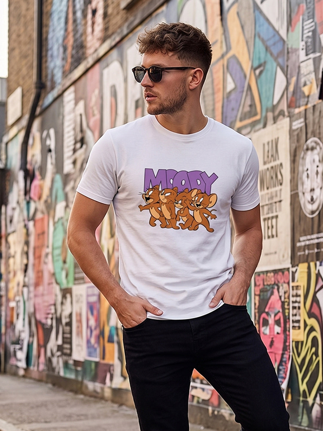 Greylongg Round Neck Tom & Jerry Design printed T-Shirts.
