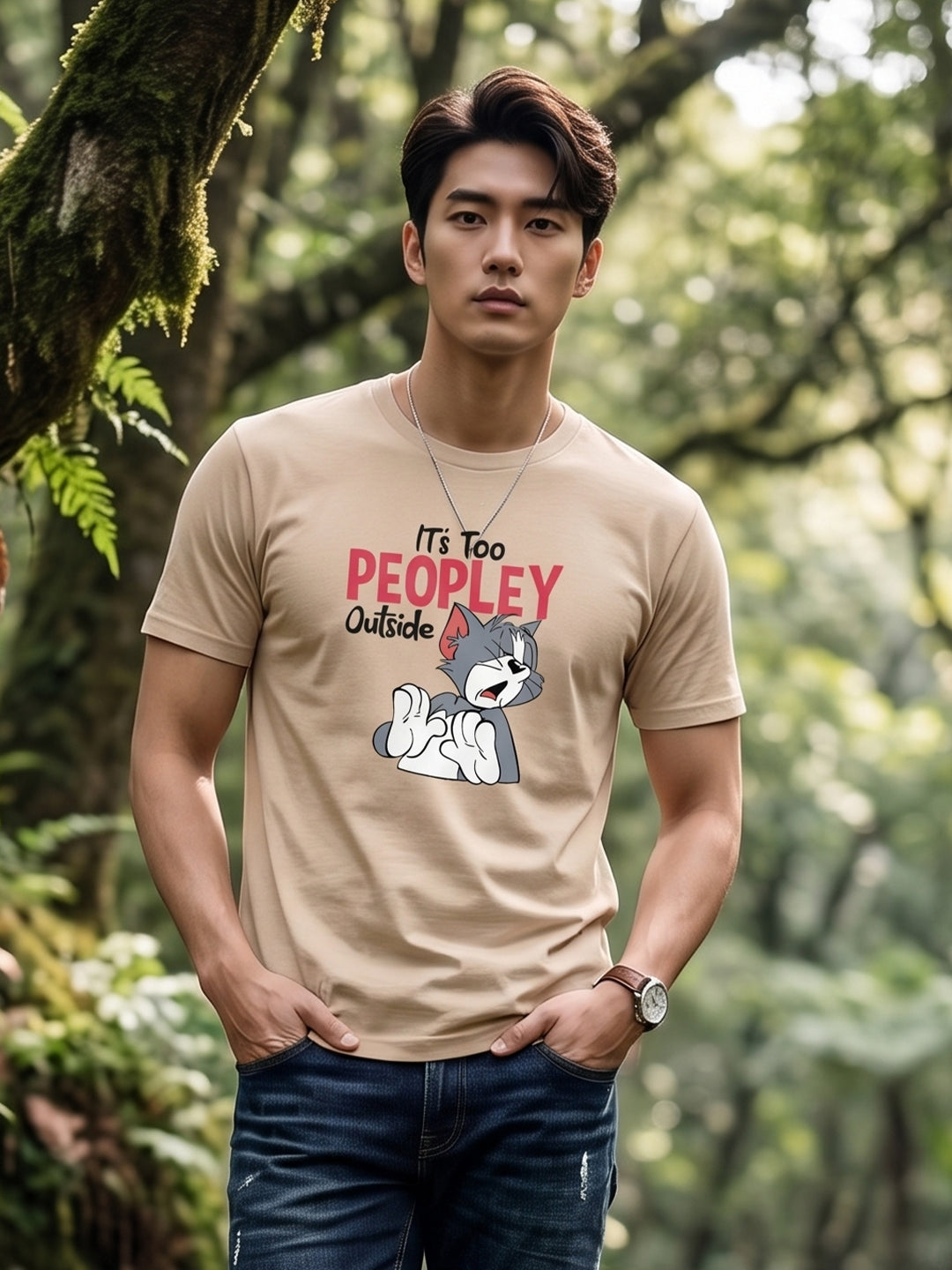 Greylongg Round Neck Tom & Jerry Design printed T-Shirts.