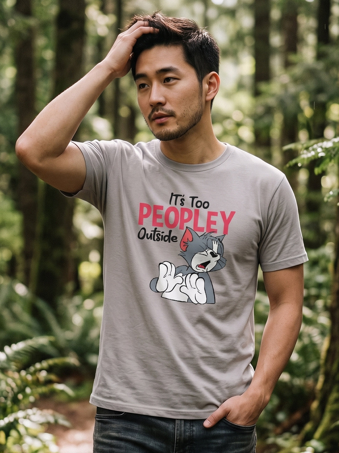 Greylongg Round Neck Tom & Jerry Design printed T-Shirts.