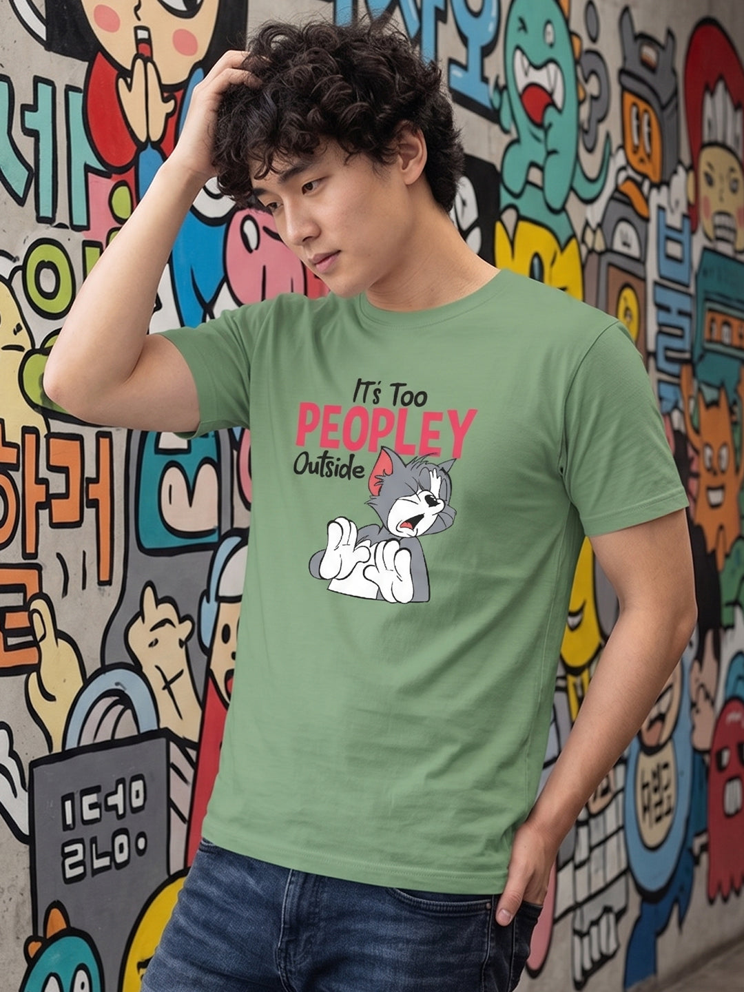 Greylongg Round Neck Tom & Jerry Design printed T-Shirts.