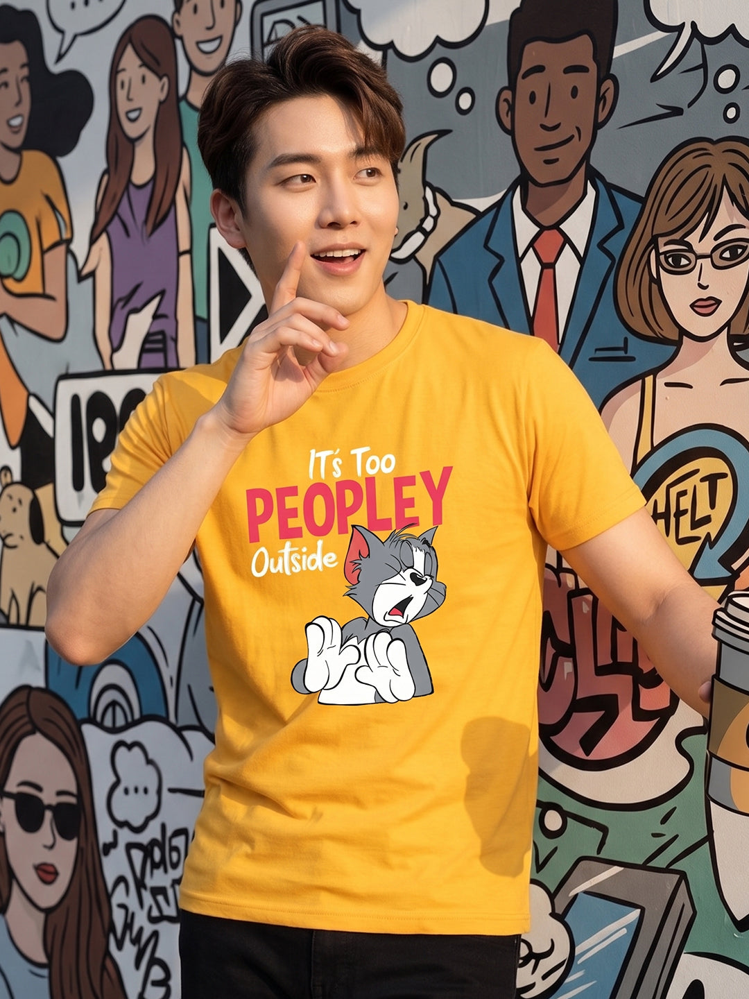 Greylongg Round Neck Tom & Jerry Design printed T-Shirts.