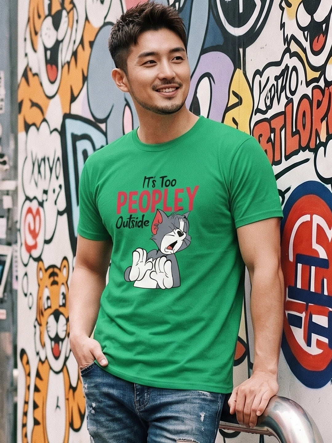 Greylongg Round Neck Tom & Jerry Design printed T-Shirts.