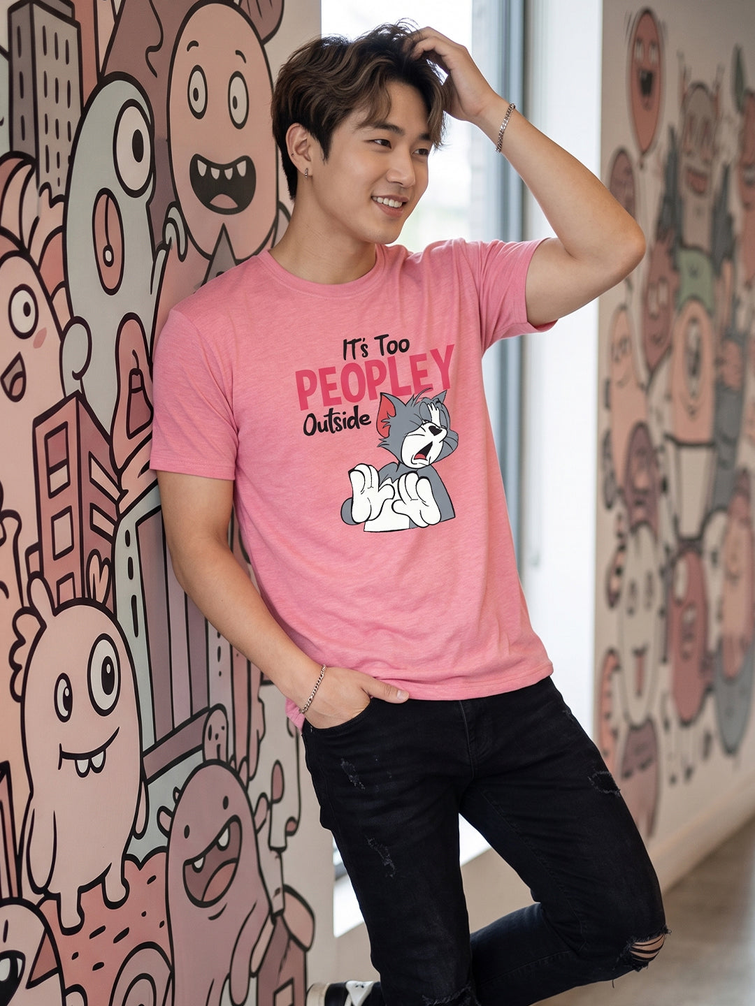 Greylongg Round Neck Tom & Jerry Design printed T-Shirts.
