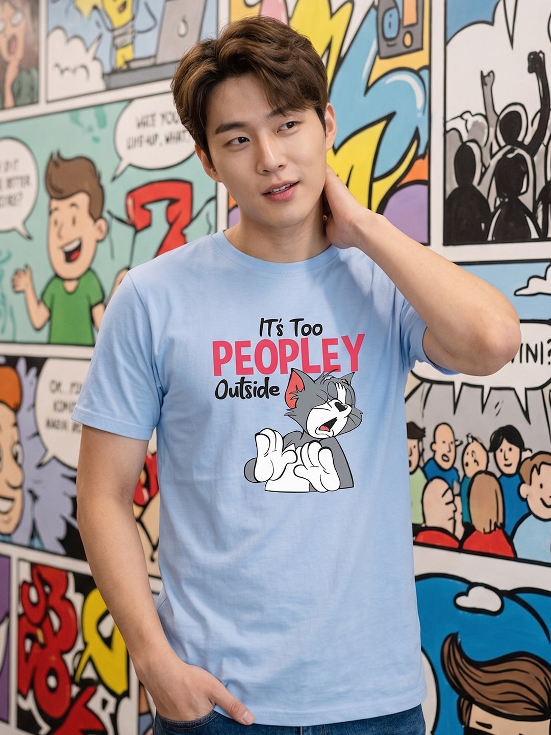 Greylongg Round Neck Tom & Jerry Design printed T-Shirts.