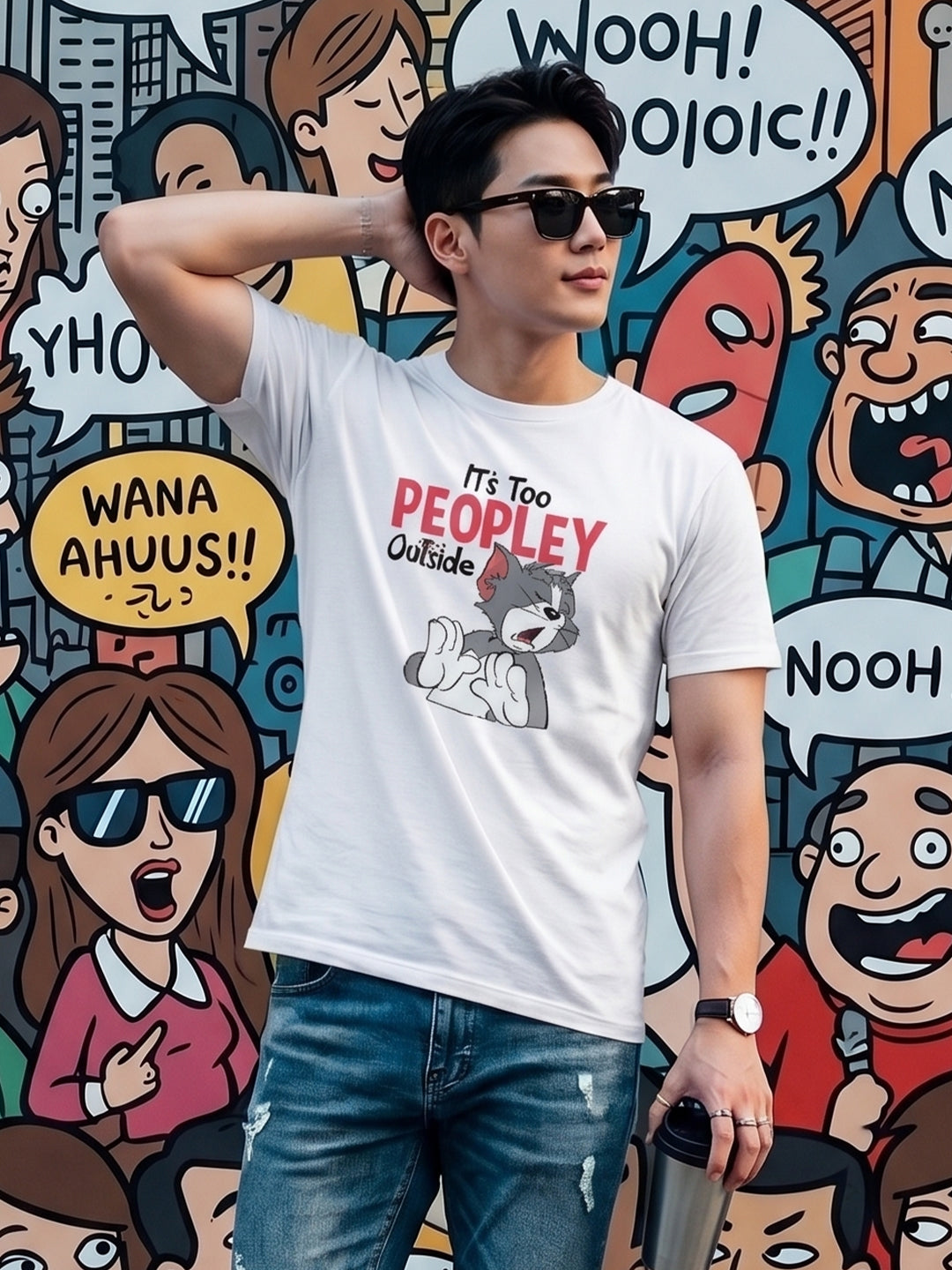 Greylongg Round Neck Tom & Jerry Design printed T-Shirts.