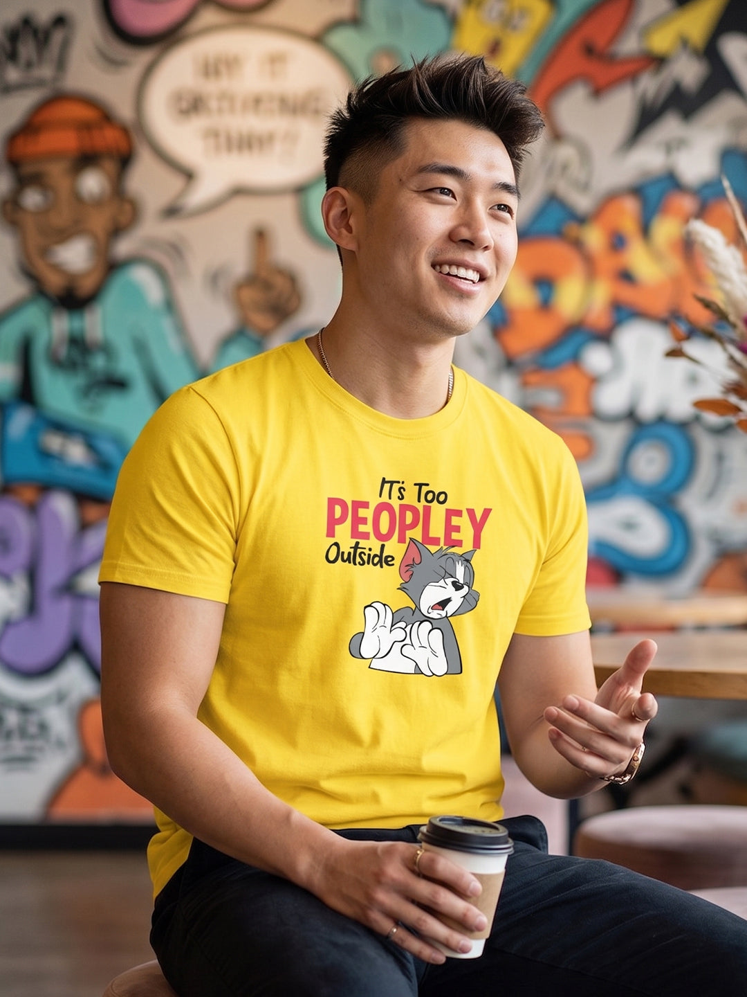 Greylongg Round Neck Tom & Jerry Design printed T-Shirts.