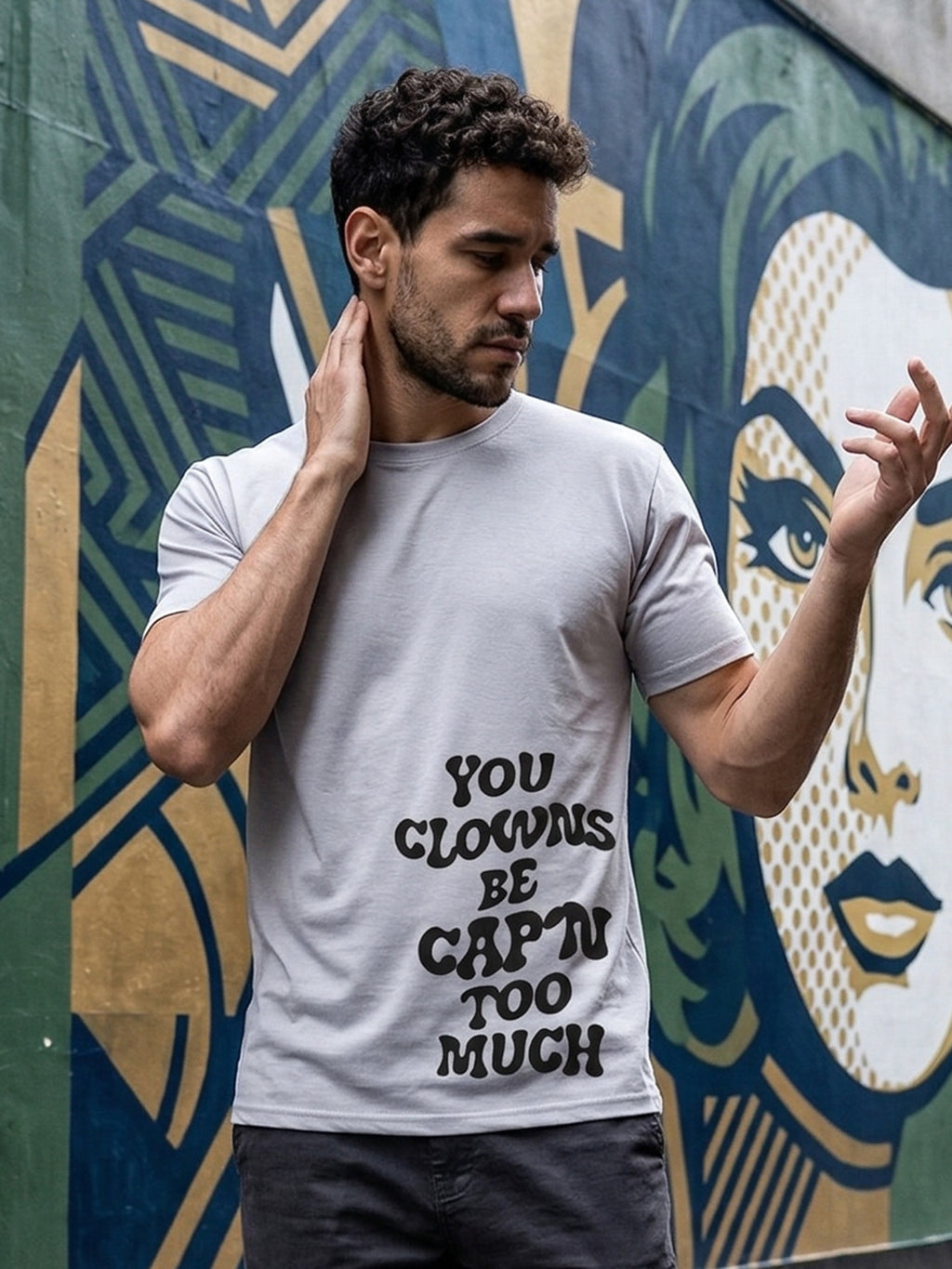 Greylongg Round Neck Street Style Design T-shirts