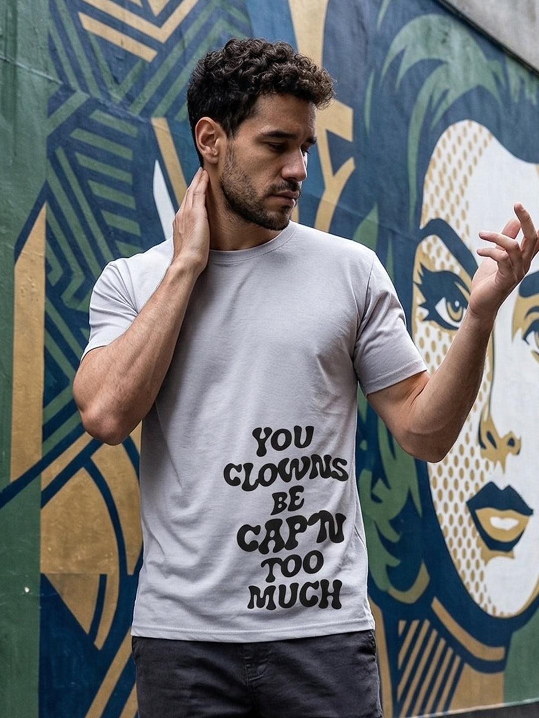 Greylongg Round Neck Street Style Design T-shirts