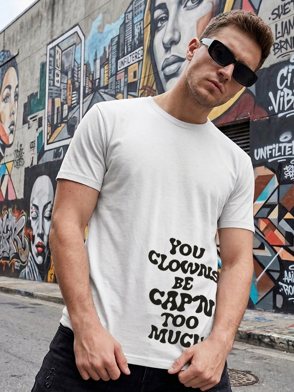 Greylongg Round Neck Street Style Design T-shirts