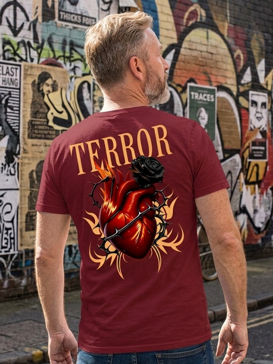 Greylongg Round Neck Terror Design  printed T-shirts